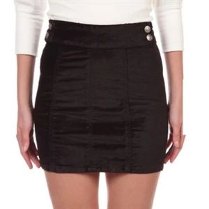 Free People Seamed Velvet Button Mini Skirt